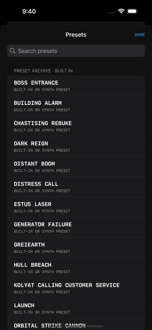 GR Synth running on an iPhone